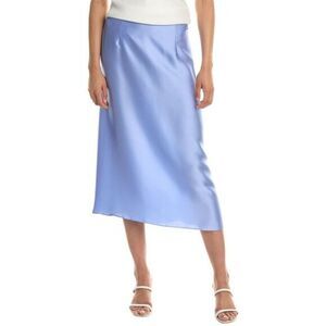 Vince Light Blue Satin A‑Line Midi Skirt – Size 6